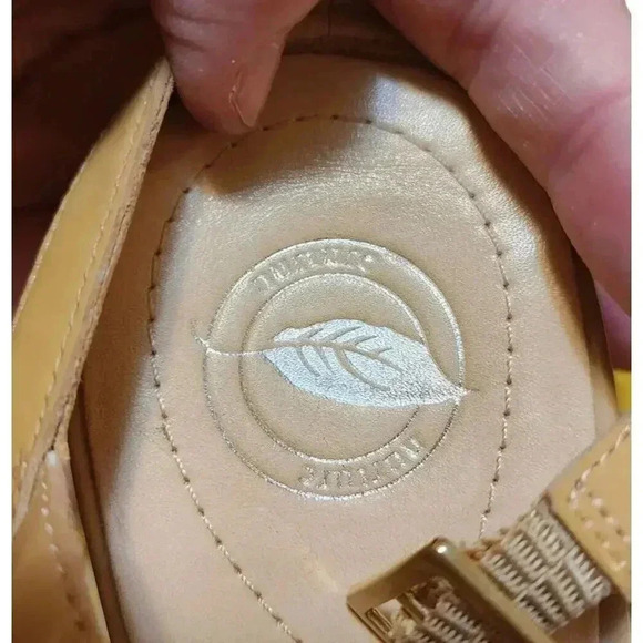 Nurture Natural Leather T-Strap Wedge Platform Sandal Heels 9 Flaw - Picture 5 of 9